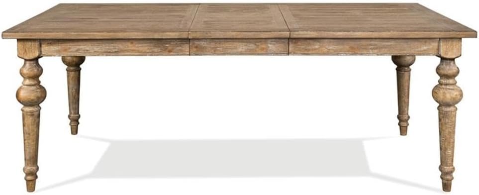 Pemberly Row Coastal Wood Dining Table, Snowy Desert Brown Finish, 30' H x 66'-84' W x 42' D, Pine Solid and Veneer, Cottage Style, Extendable with 18' Leaf, Rustic Chic Design for Dining Room Use