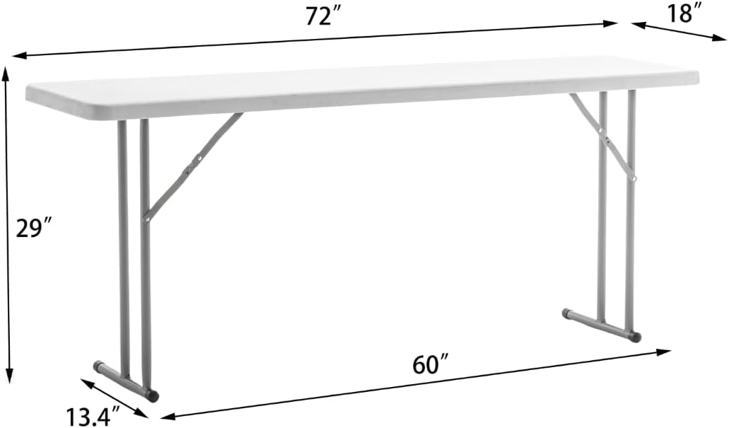 BTEXPERT 6-Foot - 72' Long White Granite Plastic Folding Seminar Training Table Portable 18' Wide Narrow, 29' High, Events Indoor Outdoor Lightweight Set of 5