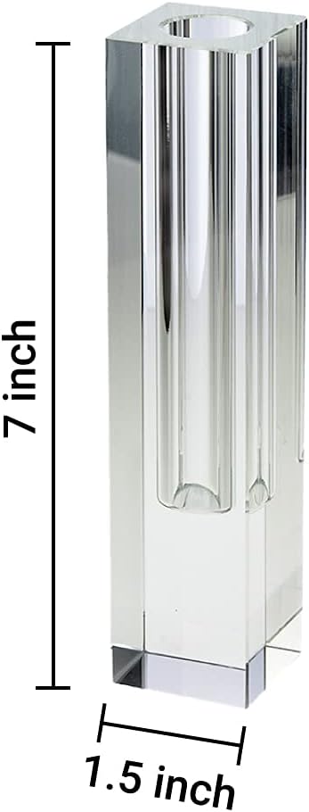 Serene Spaces Living Medium 7' Modern Crystal Square Bud Vase, Decorative Single Flower Vase for Wedding Centerpieces, Events, Parties, Home Décor Accents, Pack of 12