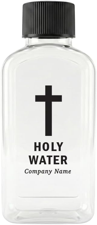 Custom 100cc Round Plastic Bottles - 3.4 oz Holy Water Favors with Minimalist Black or White Caps - Personalized Labels - Ideal for Confirmation Gifts & First Holy Communion Keepsakes (150)