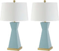 SAFAVIEH Lighting Collection Onder Robins Egg Blue/Gold 27-inch Table Lamp Set of 2
