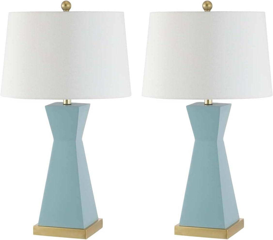 SAFAVIEH Lighting Collection Onder Robins Egg Blue/Gold 27-inch Table Lamp Set of 2