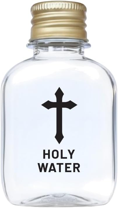 Personalized 100ml (3.4 oz) Holy Water Bottles (Empty) - TSA Travel Size Plastic Flask with Gold/Silver Cap - Custom Labels - First Holy Communion Keepsakes & Confirmation Gifts (90)