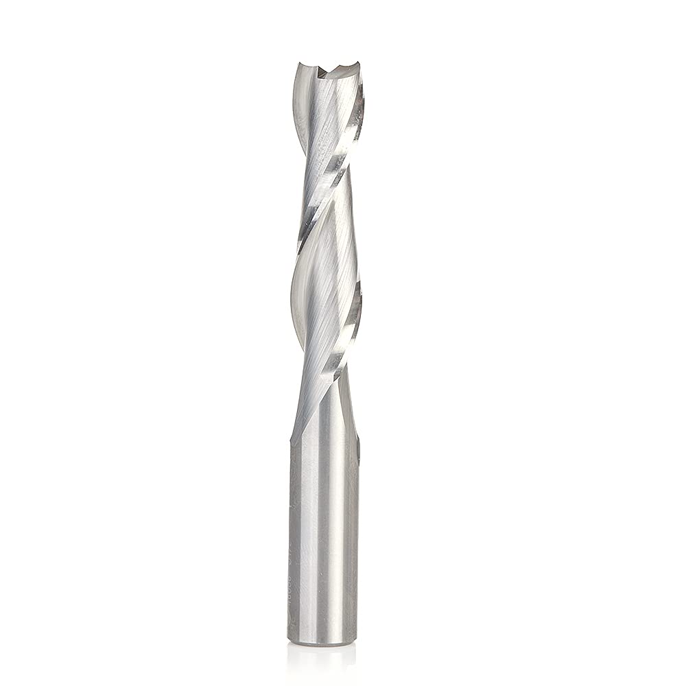 Amana Tool 46006 Solid Carbide Spiral 2 Flute Plunge 1/2 D x 2-1/8 CH x 1/2 SHK x 4 Inch Long Up-Cut Router Bit