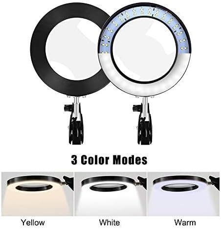 Magnifier Desktop Magnifying Lamp with Clamp Dimmable Glass Light Lens Adjustable Swivel Arm Robust Base High Clarity for Sewing magnifiers The New Progress