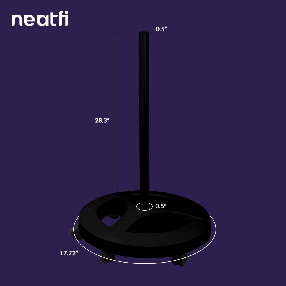 Neatfi 7' XL Bifocals 1,600 Lumens Super LED Magnifier Lamp (Black) Bundle Floor Stand with 6 Wheels Rolling Base (Black)