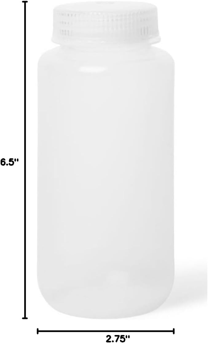United Scientific™ 16oz Bottles with Lids, Wide Mouth Polypropylene Reagent Bottle, Autoclavable, BPA-Free, RoHS Compliant, 500ml, Case of 144