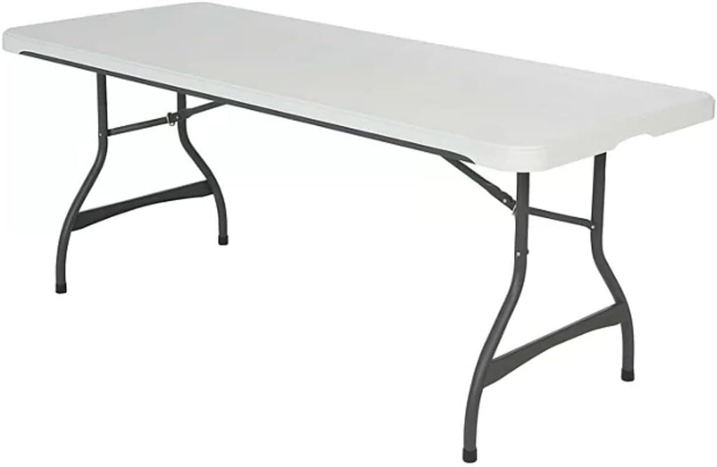 6 Foot Folding Table, Portable Rectangular Banquet Table(6' Folding Table, White Granite, 1 PK)
