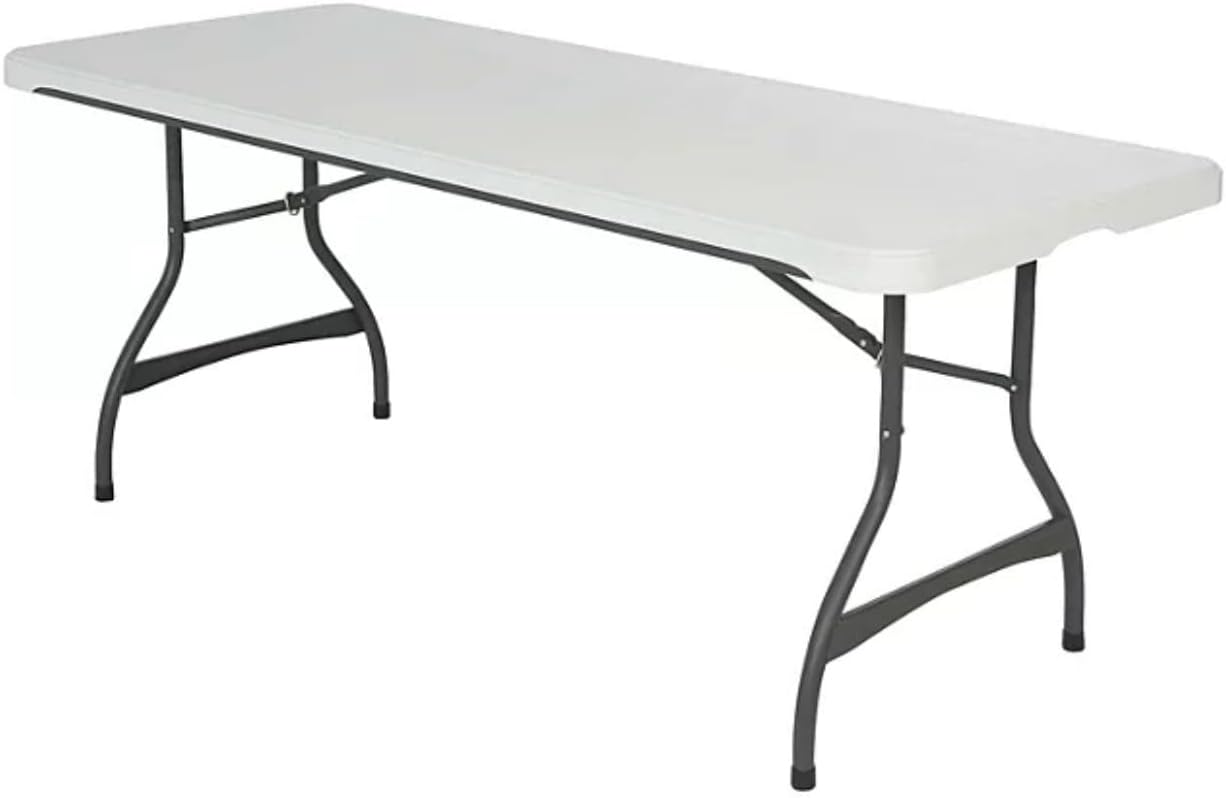6 Foot Folding Table, Portable Rectangular Banquet Table(6' Folding Table, White Granite, 1 PK)