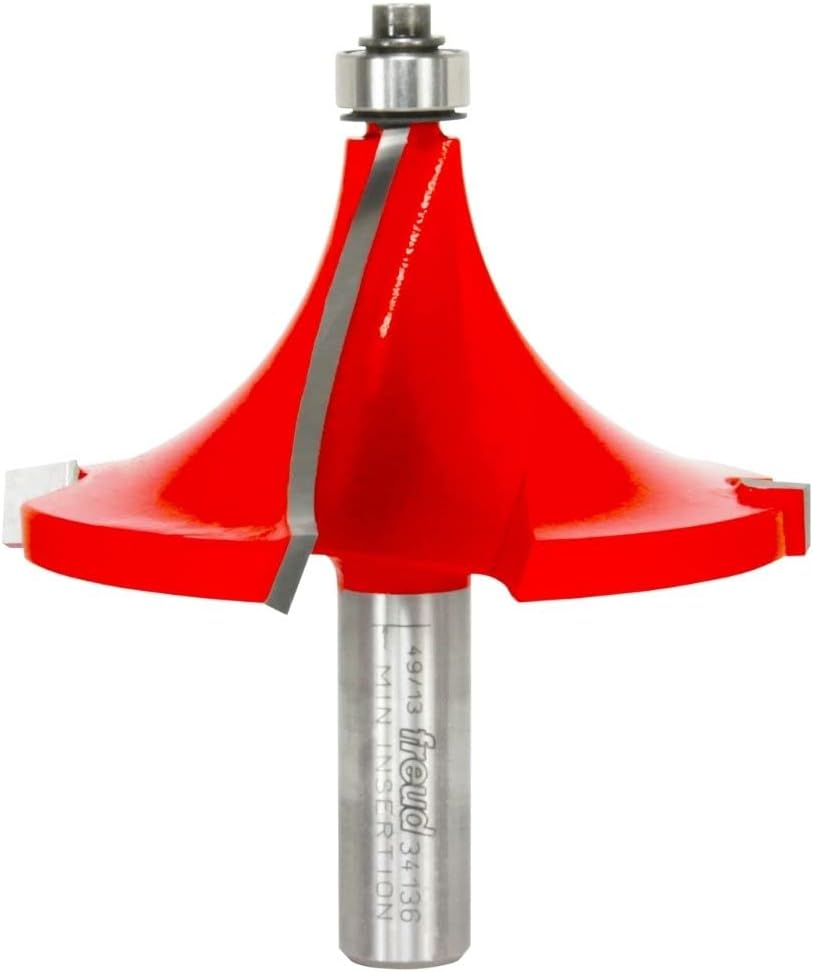 Freud Quadra-Cut Rounding Over Router Bit with Perma-Shield Coating for Maximum Durability - Ideal for Moldings & Beading, 1-1/4' Radius, 1/2' Shank, 4 Cutters - 34-136