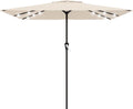 AreShark 8' X 10' Rectangular Patio Umbrella with Solar Lights, Lighted Solar Umbrella with Crank, Outdoor Table Umbrella for Garden, Deck, Backyard, Pool and Beach, Cream-White