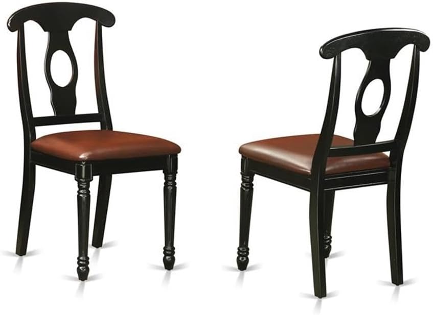East West Furniture HLKE3-BCH-LC 3 Piece Kitchen Table & Chairs Set Contains a Round Dining Room Table with Pedestal and 2 Faux Leather Upholstered Chairs, 42x42 Inch, Black & Cherry