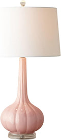 LED Desk Lamp American Table Lamps Glass Bedside Table Lamps with Fabric Lampshade Modern Nightstand Lamps for Home Office Study Lamp, 26' H Table Lamp Reading Lamp (Color : Pink)
