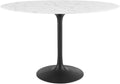 Modway Lippa 48' Oval Artificial Marble Dining Table, Black White