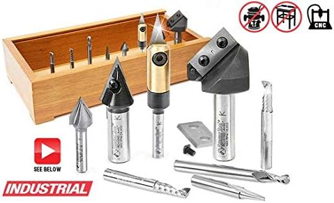 Amana Tool - AMS-130 8-PC Signmaking Starter CNC Router Bit Collection, 1/4 & 1/2' Sh