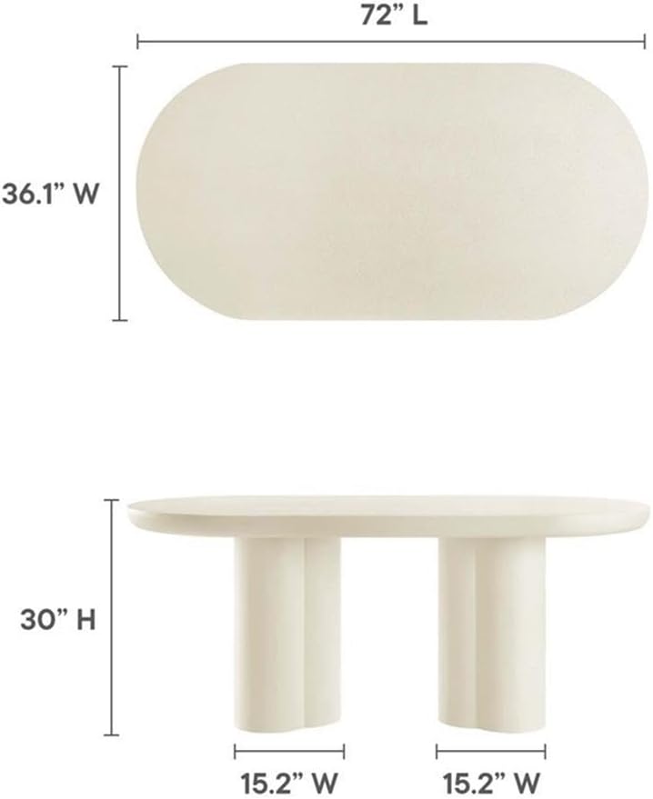 Modway EEI-6764-WHI Caspian 72' Oval Concrete Dining Table, White