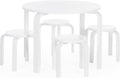 Guidecraft Nordic Table and Stools Set for Kids: White - Stacking Bentwood Stools with Curved Wood Toddler Activity Table - Children's Modern Bedroom, Playroom, and Living Room Furniture