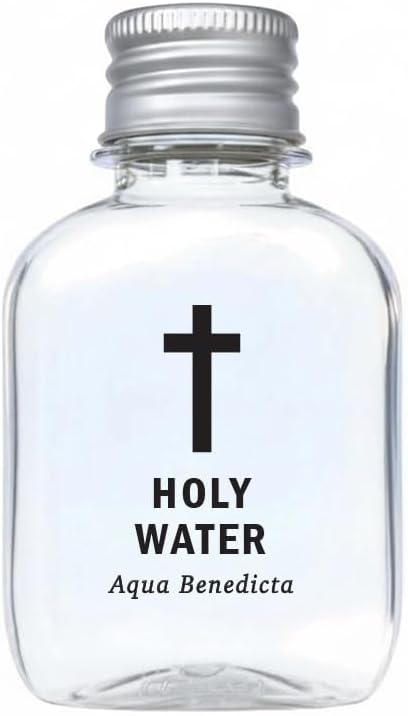 Personalized 100ml (3.4 oz) Holy Water Bottles (Empty) - TSA Travel Size Plastic Flask with Gold/Silver Cap - Custom Labels - First Holy Communion Keepsakes & Confirmation Gifts (100)