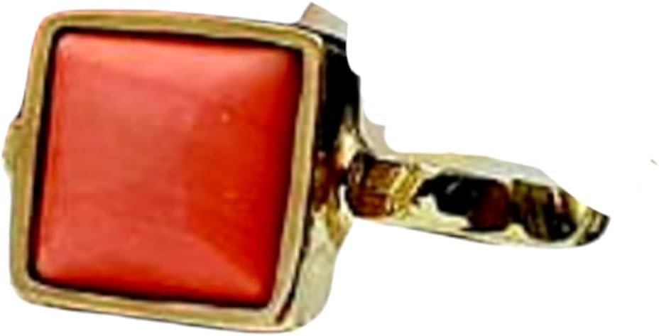 Coral square bezel set ring