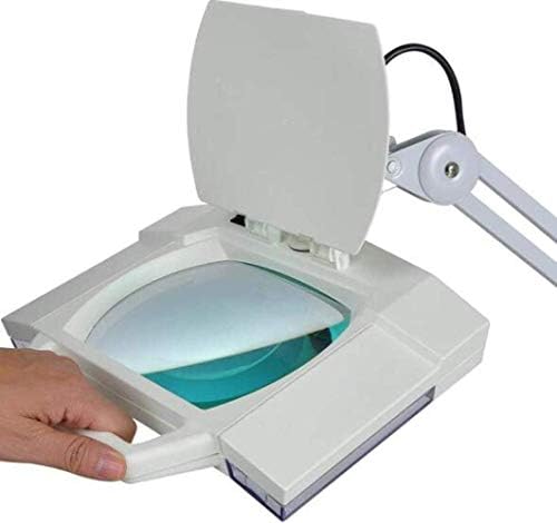 Magnifying Glass,Floor Standing Magnifier Lamp with 5X Magnification,Led Beauty Salon Cold Light White A/A
