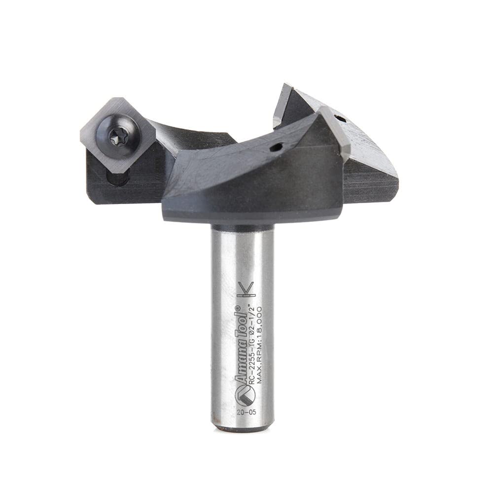 Amana Tool RC-2255-TG CNC Spoilboard Surfacing Router Bit Rabbeting Slab Leveling Surface Planer 2-1/2 Dia x 53/64 x 1/2 Shank 3 Wing/Flute Router Bit for ThermoGrip CNC Heat Shrink Tool Holders
