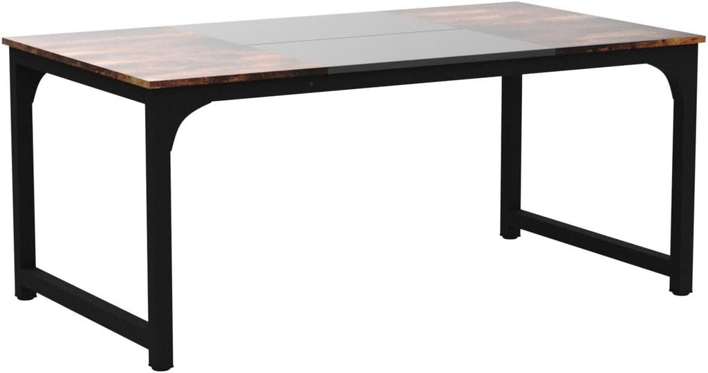Tribesigns Conference Table, 6FT Meeting Seminar Table Rectangular Meeting Room Table, 70.8L x 31.5W x 29.5H, Rustic Brown/Black