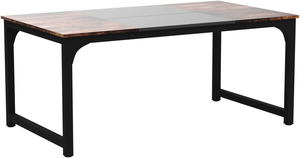 Tribesigns Conference Table, 6FT Meeting Seminar Table Rectangular Meeting Room Table, 70.8L x 31.5W x 29.5H, Rustic Brown/Black