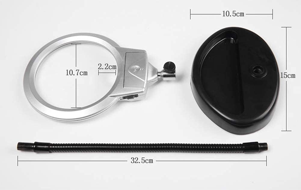 Magnifying Glass Lamp 2 Led,10x Lens –107mm Magnifier Light, Adjustable Swivel Arm,Height for Desk, Table, Task, Craft, Jewelry,Sewing,Workbeh Interes