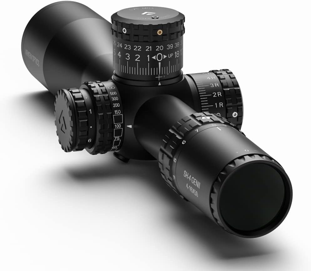 Arken Optics SH4 GEN2 4-16x50 FFP Rifle Scope, Illuminated Reticle, Precision Tracking System, AZS Zero Stop, 34mm Tube, HD Glass Scope for Hunting, Target and Long Range