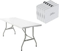 5 Pack of 6 Foot Foldable Table with Built in Handle & Steel Legs ,Heavy Duty Portable ,Perfect for Party, Dining, Wedding, Events, Picnic Indoor, Outdoor, Camping, Utility, Folding(white-5pac)