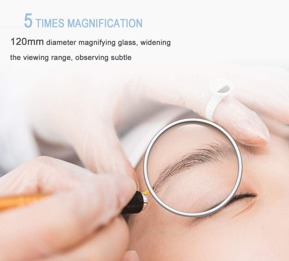 Magnifying Glass,Creative Craft Floor Standing Magnifying Lamp, Adjustable Swivel Arm 5X Magnifier Lamp Light for Skincare Beauty Manicure Tattoo Salon Spa with Rolling Floor Stand Magnifier