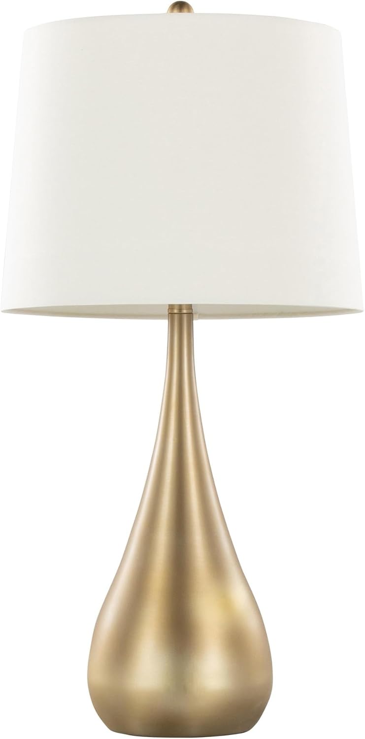 Grandview Gallery Pebble 29' Metal Table Lamps Set of 2, Desk Lamp, Bedside Lamps for Night Stands, White and Gold Lamps Set of 2