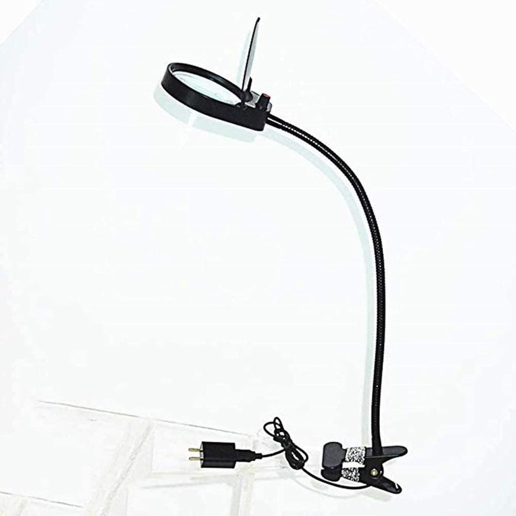 3X 10X Magnifying Glass Clamp Lamp with 26 LED Lights, Adjustable Swivel Arm, Dimmable Light for Reading, Crafts & Repairs, Black(Black)