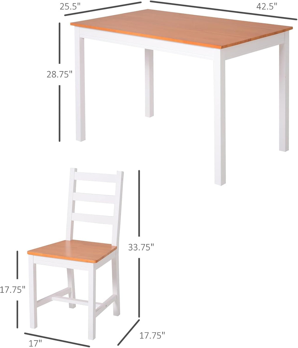 HOMCOM Dining Table Set for 4, 5 Piece Modern Kitchen Table and Chairs, Wood Dining Room Set for Small Spaces, Breakfast Nook, White