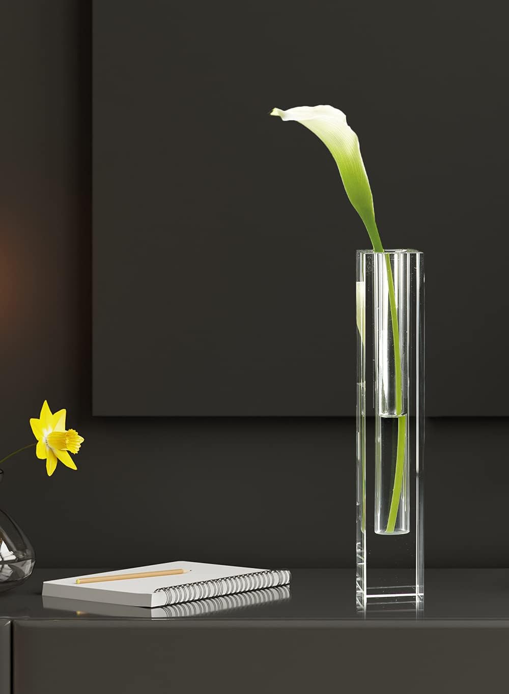 Serene Spaces Living Large Modern Crystal Square Bud Vase, Decorative Single Flower Vase for Wedding Centerpieces, Events, Parties, Home Décor Accents, Pack of 12
