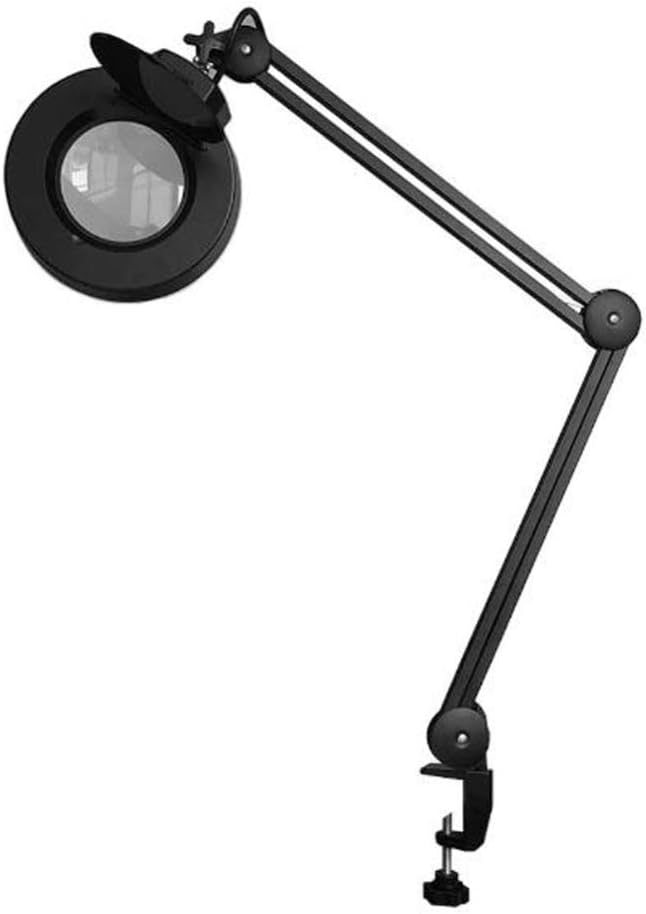 Magnifier, LED Magnifying Lamp with Clamp, 5X Super Bright Magnifier Glass Lamp, Full Spectrum Daylight Lens with Adjustable Swivel Arm Light for Desk Table Task Craft Or Work