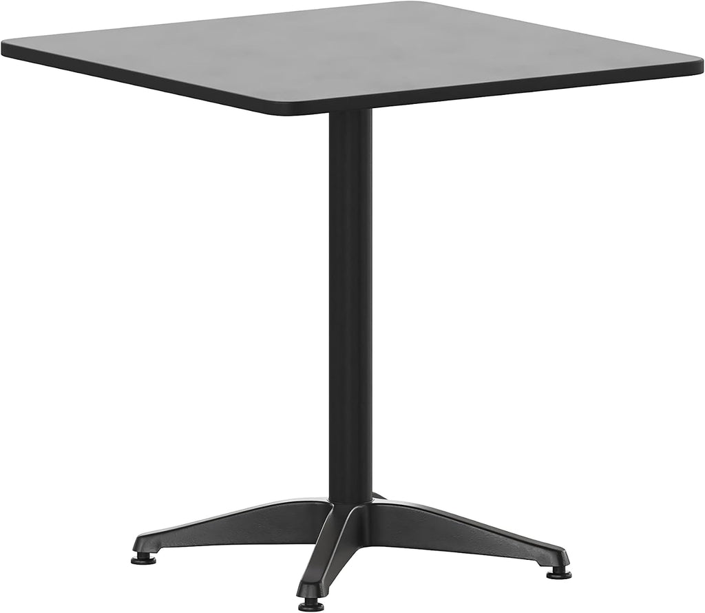 Flash Furniture TLH-ALUM-28SQ-017BK4-GG Lila 27.5'' Square Aluminum Indoor-Outdoor Table Set with 4 Slat Back Chairs, Black
