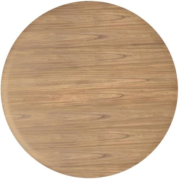 Alpine Furniture Brown Round Dining Table 47 Inches, Natural Finish, Tapered Pedestal Base, Solid Rubberwood Mindi Veneer, Seats 4 for Small Kitchen