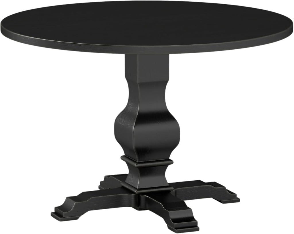 Roundhill Furniture Havre Pedestal Base Round Dining Table, Black