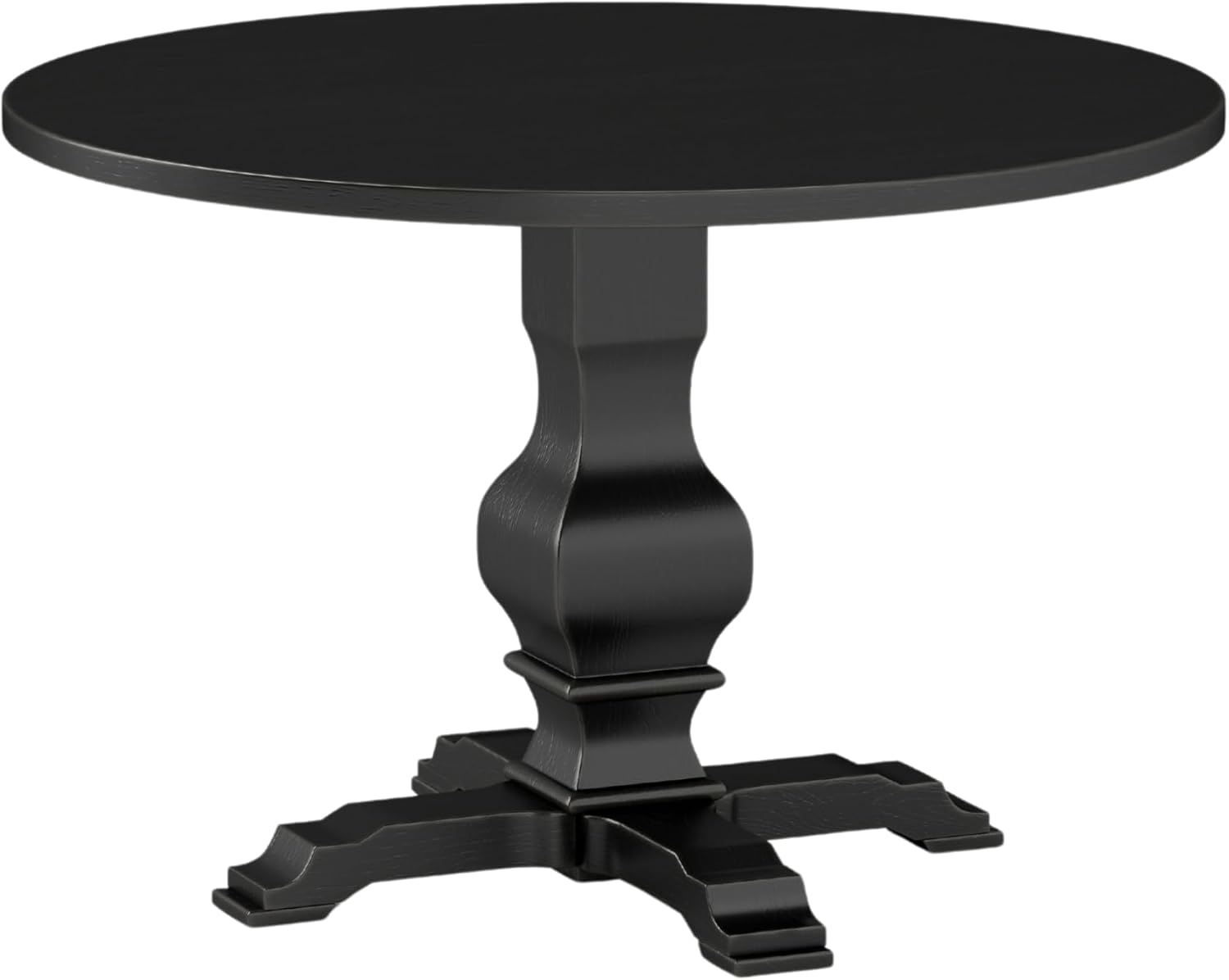 Roundhill Furniture Havre Pedestal Base Round Dining Table, Black