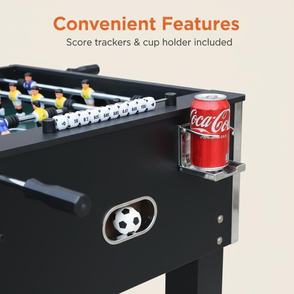 55'' Soccer Table, Large Size Foosball Game Table for Adult, Football Table with Cup Hloders & Sturdy Leg for Game Rooms & Parties