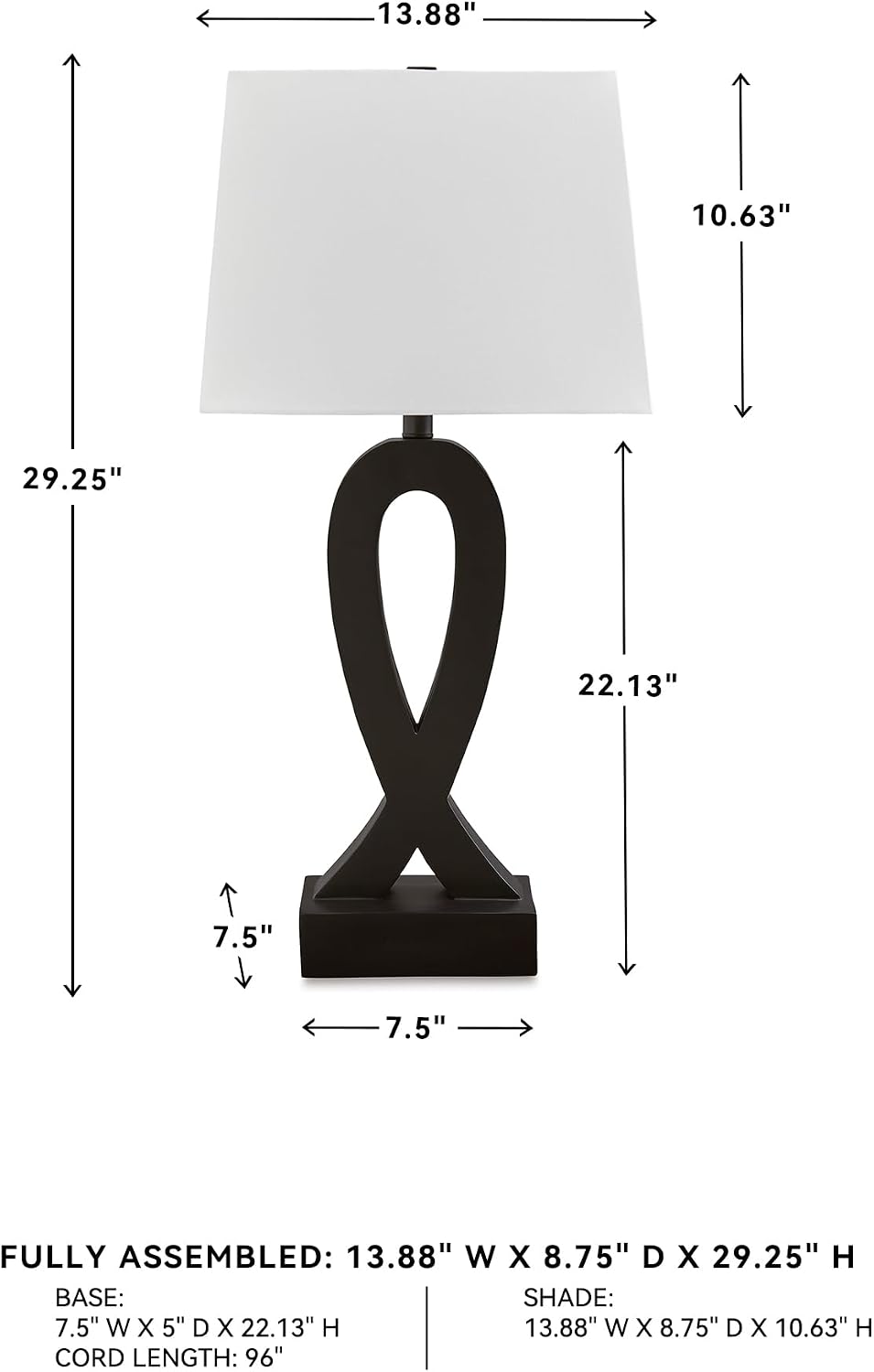 Signature Design by Ashley Markellton Modern 29.25' Polyresin Table Lamp, Set of 2, Black