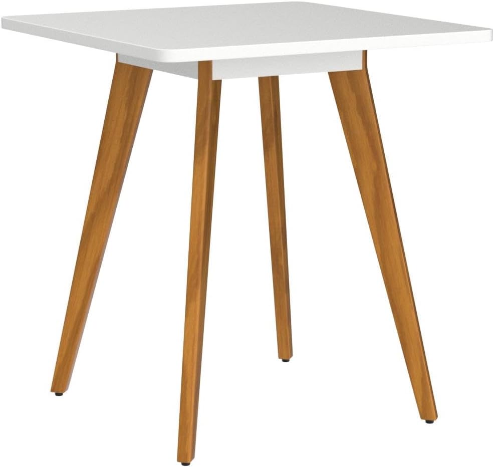 Comfy to go 27.6' Square Dining Table for 2-4 Person - Small Kitchen Table with Soild Wood Legs Mid Century Modern Table for Dinning Room, Kitchen,Small Speace (White)