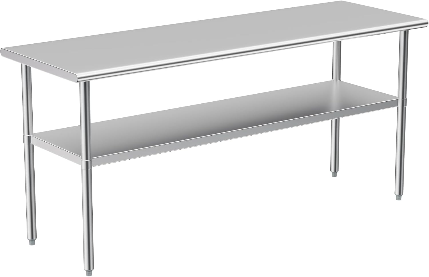 Stainless Steel Table for Prep & Work, 24x70 Inches, Metal Commercial Heavy Duty Table with Adjustable Under Shelf for Restaurant, Home and Hotel