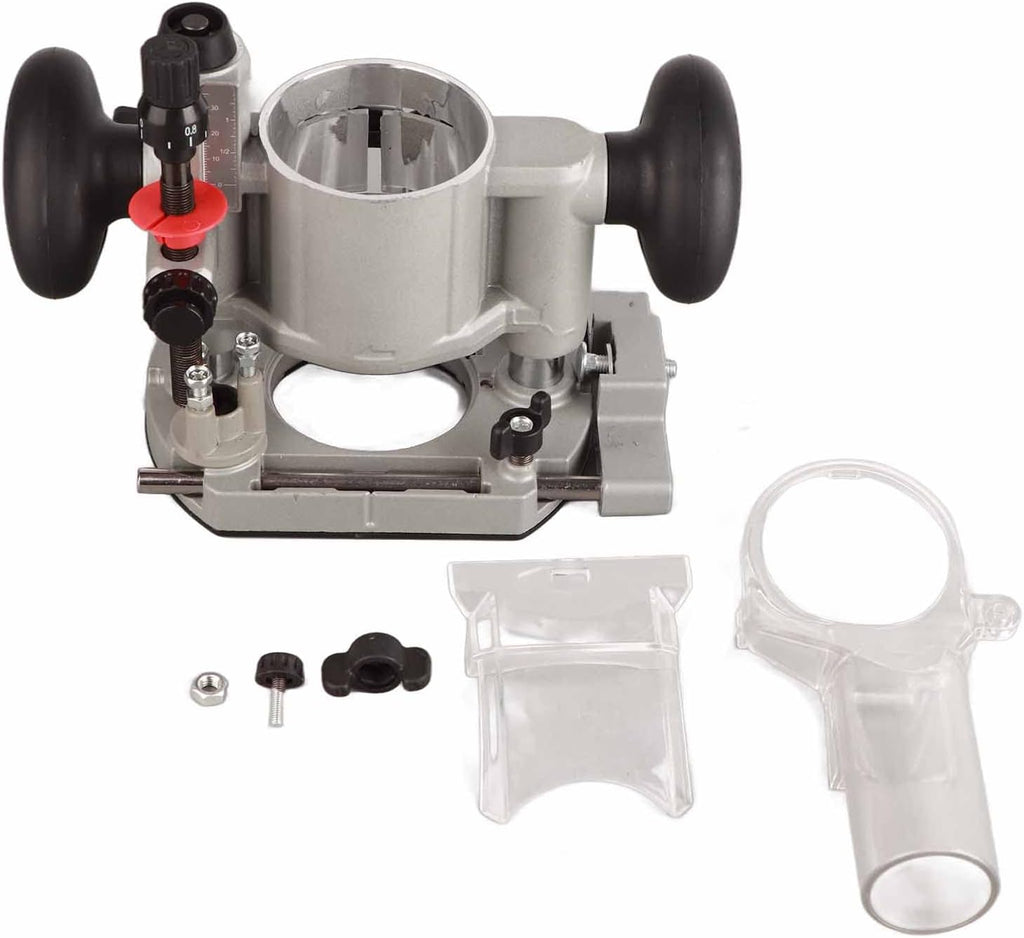 Compact Router Plunge Base Kit for Woodworking, Durable Aluminum Alloy Construction, Double Handle Trimming Machine Cover, Transparent Protective Cover, Fine Depth Adjustment with