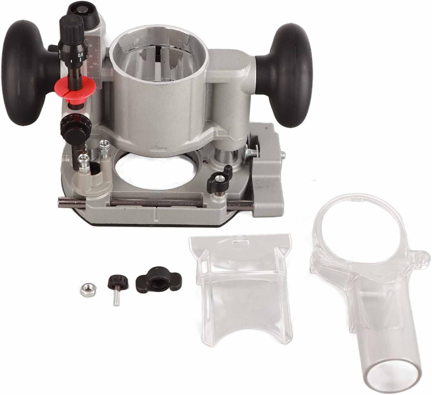 Compact Router Plunge Base Kit, Double Handle Trimming Machine Cover, Professional Woodworking Tool with Transparent Protective Cover, 3 Preset Depth Stops for Milling, Trimming, C
