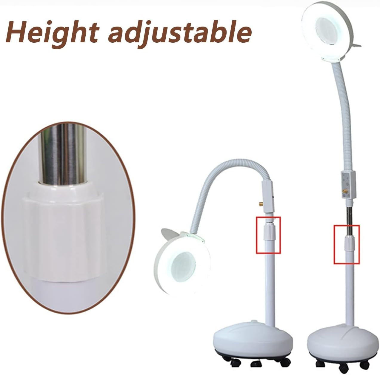 Dimmable Magnifier Lamp, 8X Beatuy Magnifying Glass Lamp LED Cold Light Floor Lamp Soft Light Shadowless Eye Care Light for Tattoo Skin Care Manicure Eyebrows