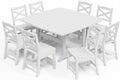 Outdoor Dining Set, HDPE 9-Piece Patio Table and Chairs Set, All-Weather Outdoor Dining Table Set for 8 with Umbrella Hole, Durable Patio Furniture Set with Chairs,White