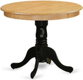 East West Furniture ANT-OBK-TP Antique Modern Dining Table - a Round Kitchen Table Top with Pedestal Base, 36x36 Inch, Oak & Black