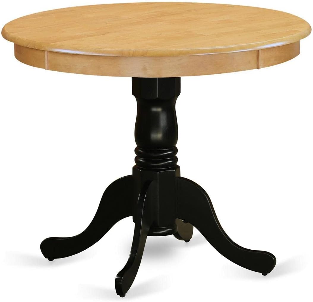 East West Furniture ANT-OBK-TP Antique Modern Dining Table - a Round Kitchen Table Top with Pedestal Base, 36x36 Inch, Oak & Black
